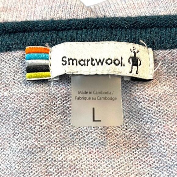 Smartwool Womens Shadow Pine Colorblock Sweater in Mist Blue/Twilight Marl Large - Picture 4 of 7